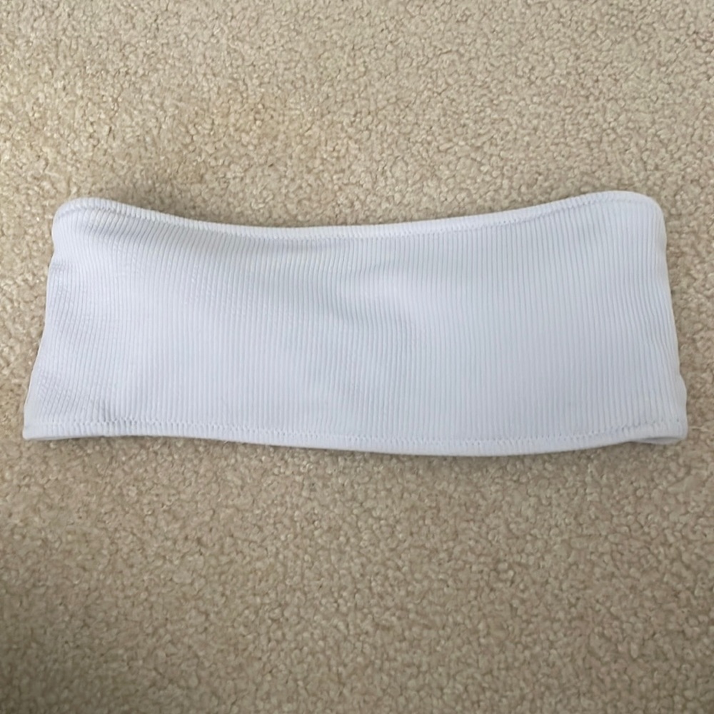 white bandeau swim top